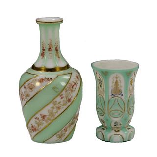 19th C. Bohemian Glass Decanter & Goblet