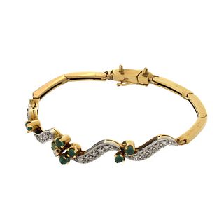 Emerald, Diamond and 14K Bracelet