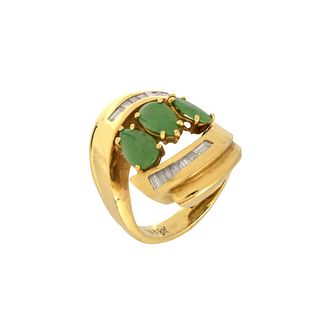 Vintage Jade, Diamond and 18K Gold Ring