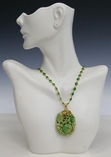 CHINESE 14KT Y GOLD AND JADEITE LADIES NECKLACE