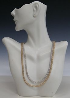 PR. 14K GOLD RETICULATED NECKLACES WITH   CRYSTAL