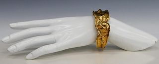 UNUSUAL 14KT YELLOW GOLD NUGGET BANGLE