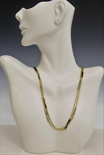 LONG 14KT YELLOW GOLD ENAMELED NECKLACE
