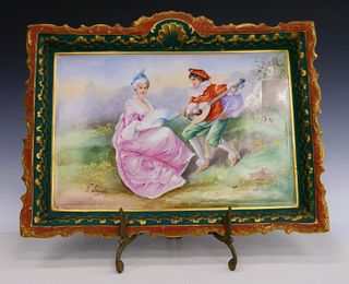 G SAQUET FRENCH LIMOGES HAND PAINTED WALL PLAQUE