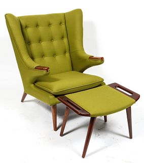 Hans Wegner Style Papa Bear Chair & Ottoman