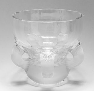 Lalique Art Glass "Hibou" Owl Motif Bowl