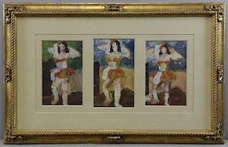KUHN, Walt. Oil on Paper. Three Studies of Dancers