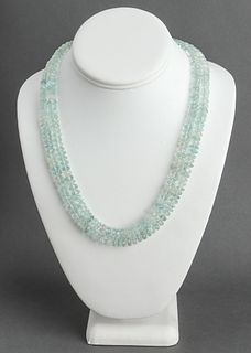 Aquamarine Bead Necklace with 10K Gold Clasp