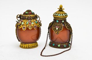 Tibetan Amber and Hardstone Perfume Bottles, 2