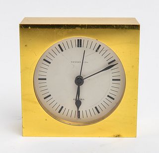 Tiffany & Co. Brass Desk Clock, Vintage