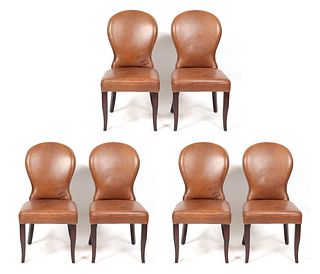 ABC Home Brown Leather Upholstered Dining Chairs 6