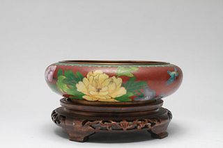 Chinese Cloisonne Bowl on Stand, Vintage