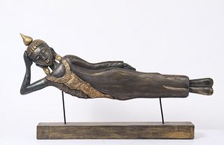 Southeast Asian Wood Carved Reclining Figure