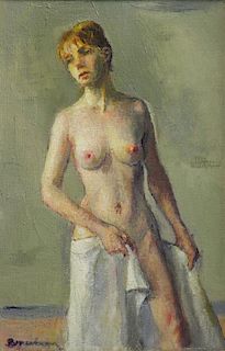 BRACKMAN, Robert. Oil on Canvas of a Nude. "Study