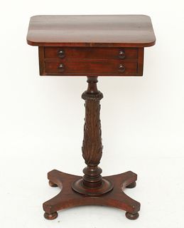Duncan Phyfe Style Mahogany Pedestal Side Table