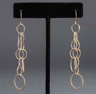 14K Yellow Gold Link Chain Drop Earrings