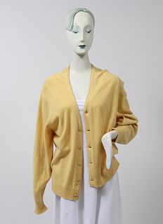 Hermes Men's Canary Yellow Cashmere Cardigan