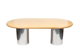 Modern Oval Top Double Pedestal Dining Table