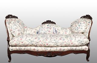Victorian Floral Carved & Upholstered Sofa