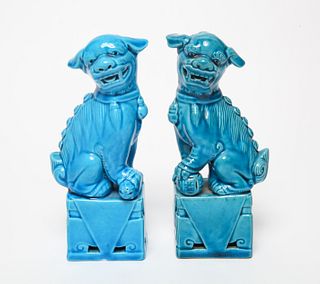 Chinese Style Glazed Porcelain Foo Dogs, 2