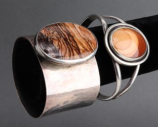 Silver & Jasper Cuff & Bangle Bracelets, 2