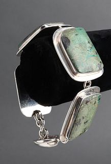 Native American Indian Silver & Turquoise Bracelet