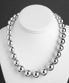 Vintage Silver Graduated Round Bead Necklace