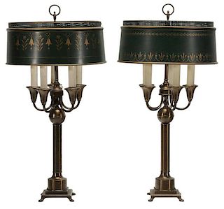 Pair Painted and Gilt Tole Five-Light