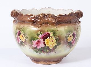 Art Nouveau Style Glazed Ceramic Jardiniere