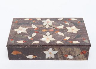 Italian Pietra Dura Floral Motif Covered Box