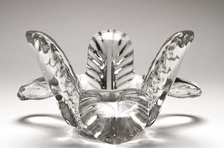 Mid-Century Art Vannes France Crystal "Leaf" Bowl