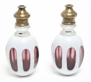 Bohemian Glass Lamp Finials, Pair