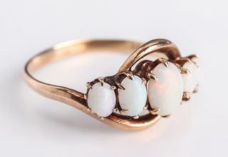 Mid-Century Modern 10K Rose Gold & Opal Ring