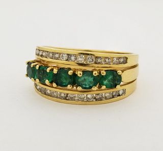 14K NISSKO Emerald & Diamond Ring