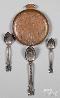 Three Native American Indian silver spoons