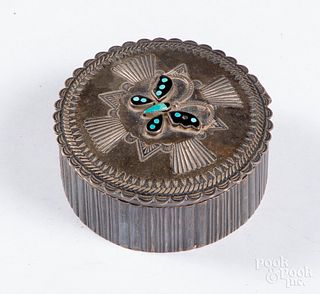 Good Zuni Indian sterling silver lidded box