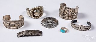 Group of Native American Indian silver jewelry
