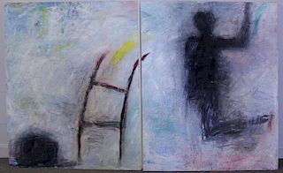 STERN, Pia. Oil on Canvas. Diptych. "The Leaving"
