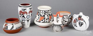 Six Acoma Indian pottery vessels
