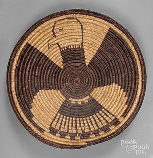 Large Pima Indian eagle basketry tray