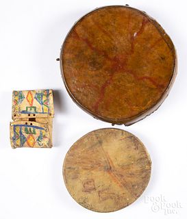 Three Native American Indian rawhide artifacts