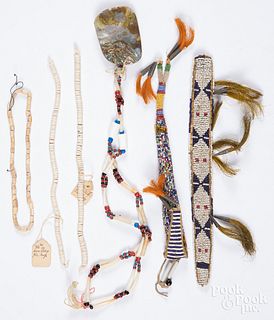 Six Native American Indian bead and beadwork item