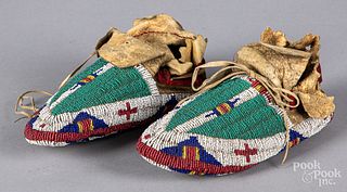 Pair of Sioux Indian type beaded child's moccasin
