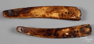 Pair of Eskimo fossilized ivory sled runners