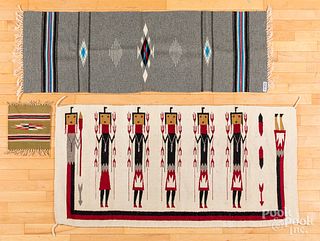 Three Navajo Indian weavings