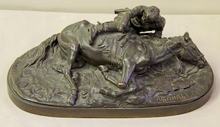 Russian Bronze of a Horse and Soldier