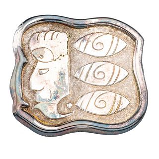 Base para papeles en plata .925 de la firma Tane. Diseño prehispánico. Peso: 250.6 g.