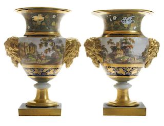 Fine Pair Classical Painted and Gilt