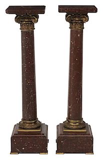 Pair [Rosso Antico] Marble and Gilt