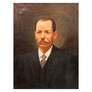 Firma sin identificar. Retrato masculino. Firmado y fechado 1916. Óleo sobre tela. Enmarcado. 68 x 53 cm.